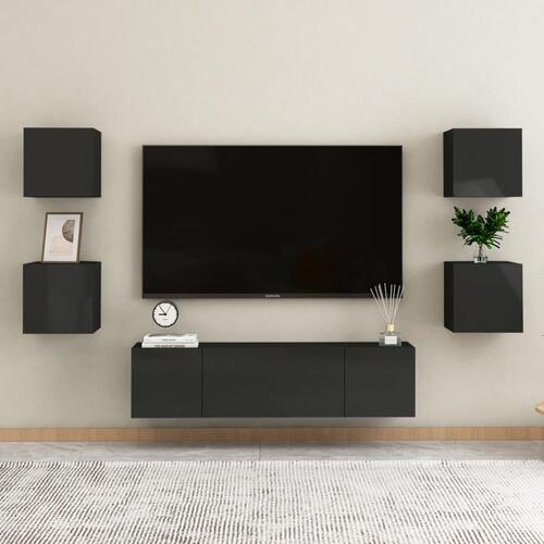 Væghængt tv-skab 30,5x30x30 cm sort højglans