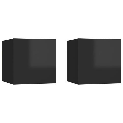Væghængte tv-skabe 2 stk. 30,5x30x30 cm sort højglans