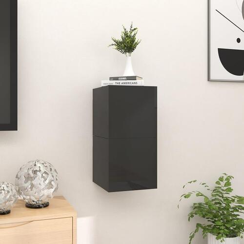 Væghængte tv-skabe 2 stk. 30,5x30x30 cm sort højglans