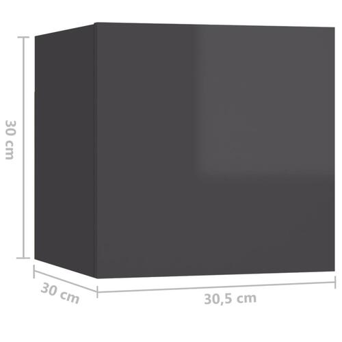 Væghængt tv-skab 30,5x30x30 cm grå højglans