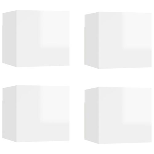 Væghængte tv-skabe 4 stk. 30,5x30x30 cm hvid højglans