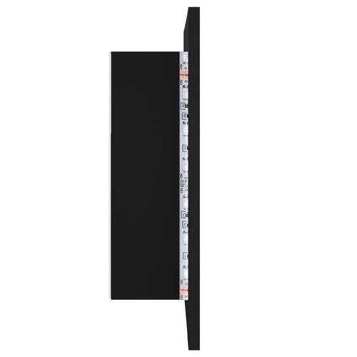 Badeværelsesskab m. spejl og LED-lys 40x12x45 cm akryl sort