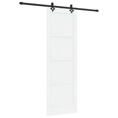 Skydedør med hardware sæt Hvid 78x232 cm Solid fyrretræ, Indvendig dør 'ORKDAL'Hvid 78x232x4 cm Solid fyrretræ