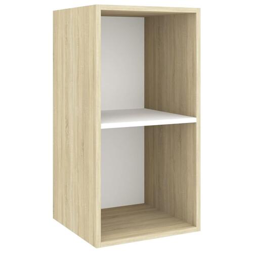 Væghængt tv-skab 37x37x72cm konstrueret træ sonoma-eg og hvid