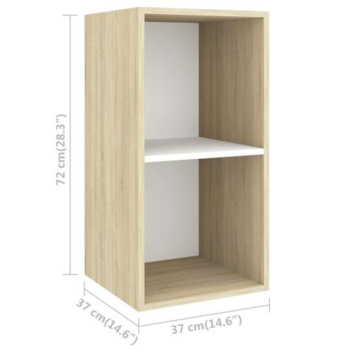 Væghængt tv-skab 37x37x72cm konstrueret træ sonoma-eg og hvid