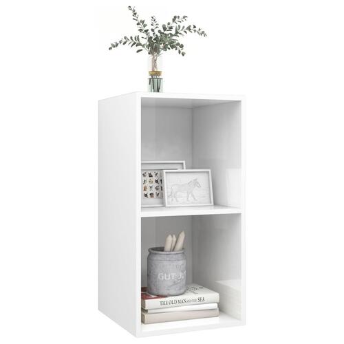 Væghængt tv-bord 37x37x72 cm konstrueret træ hvid højglans