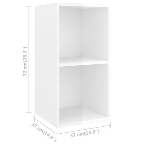 Væghængt tv-bord 37x37x72 cm konstrueret træ hvid højglans