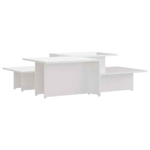 Sofaborde 2 dele 111,5x50x33 cm spånplade hvid højglans