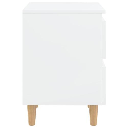 Sengeskab med ben i massivt fyrretræ 40x35x50 cm hvid højglans