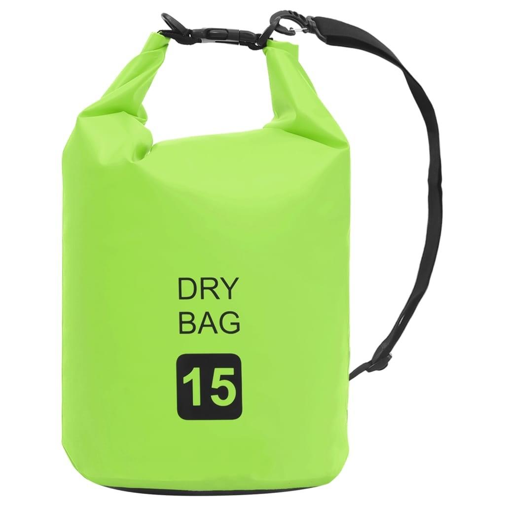 Vandtæt tørpose 15 l PVC grøn