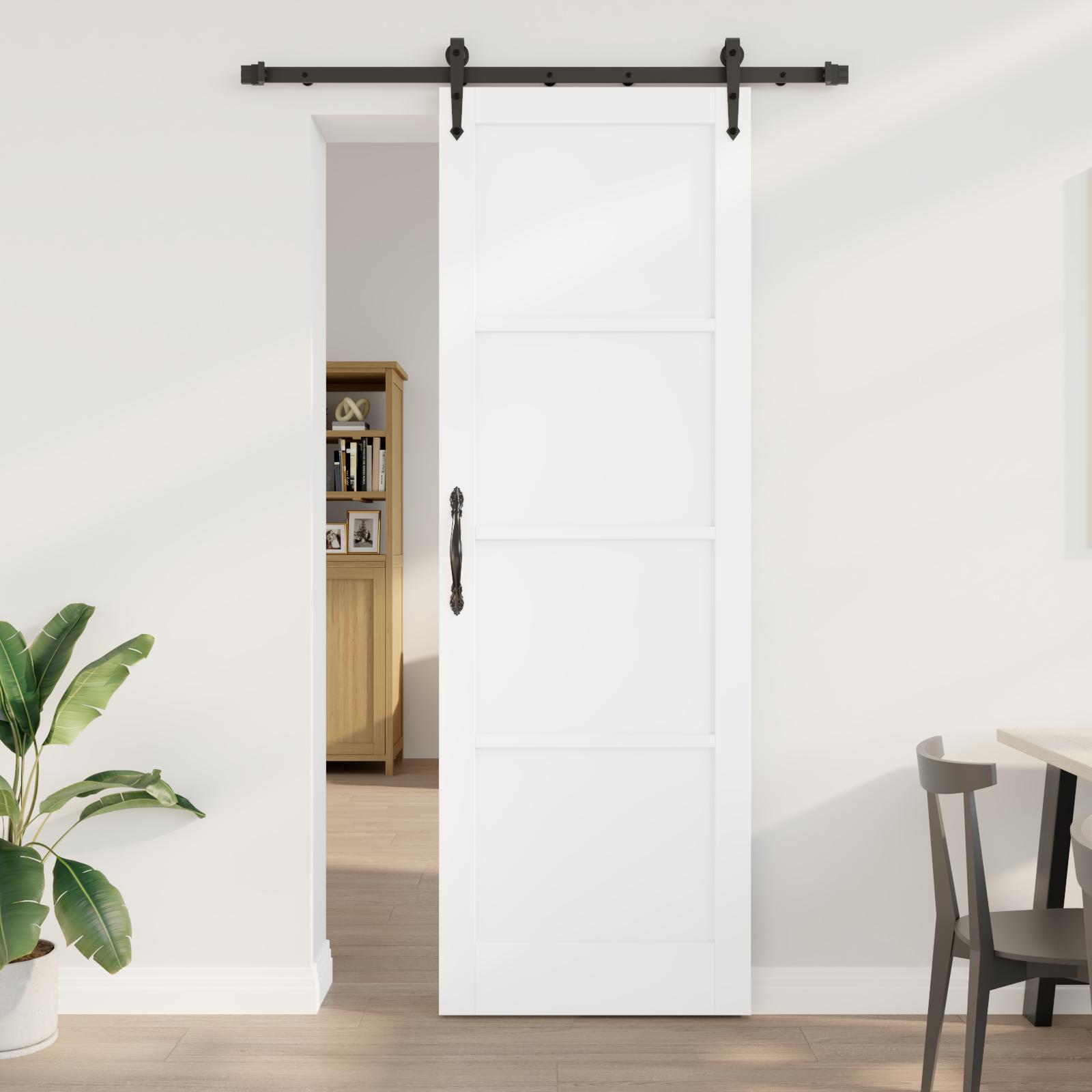 Glidende dør med hardware sæt 'ORKDAL'Hvid solid træ fyr