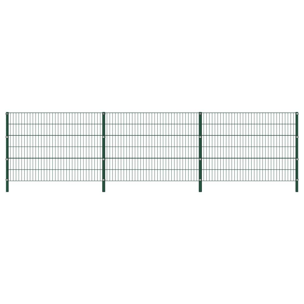 Hegnspaneler med stolper 5,1 x 1,2 m jern grøn