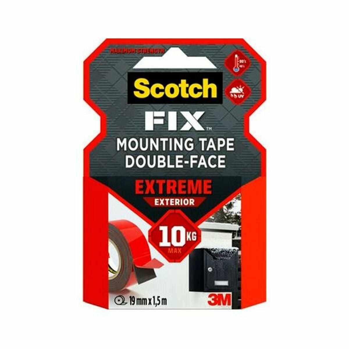 Scotch dobbeltsidet monteringstape 19 mm × 1,5 m - sort/rød/grå