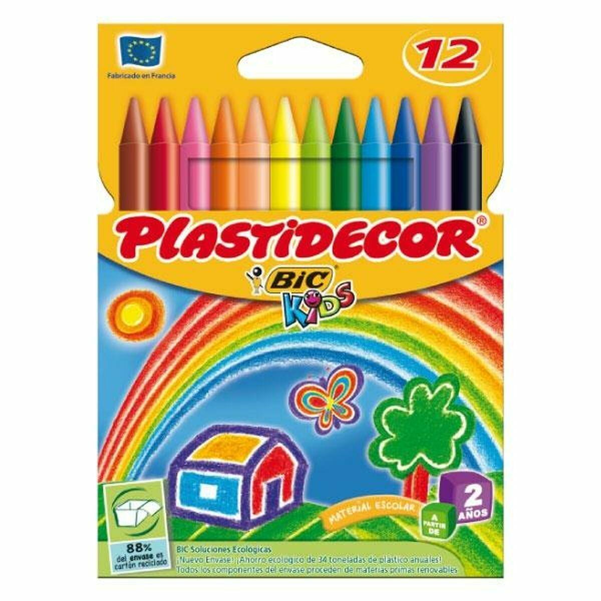 Bic Plastidecor farvevoks - 12 multifarver