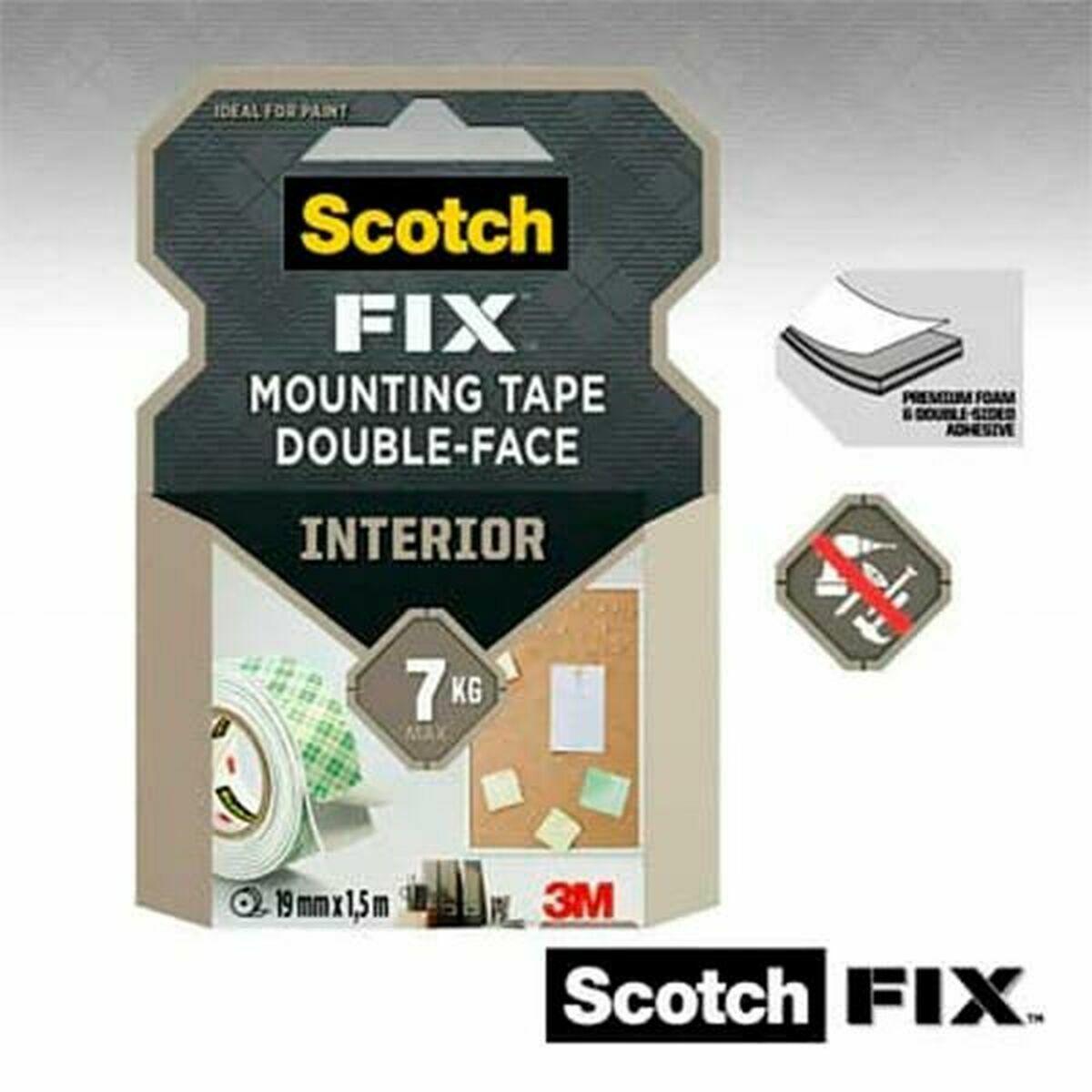 Scotch dobbeltsidet montage-tape 19 mm x 1,5 m - hvid