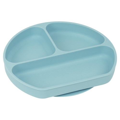 Silikone tallerken med sugekop - Safta M923, blå (20,5 × 18 × 2,5 cm)