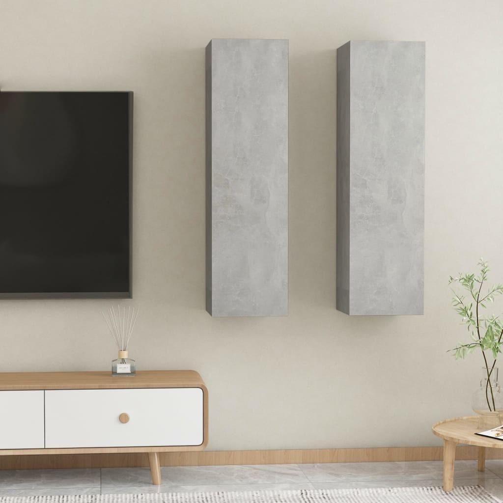 Tv-borde 2 stk. 30,5x30x110 cm konstrueret træ betongrå