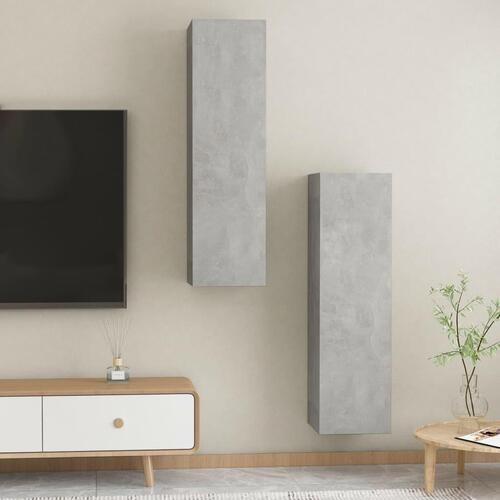 Tv-borde 2 stk. 30,5x30x110 cm konstrueret træ betongrå