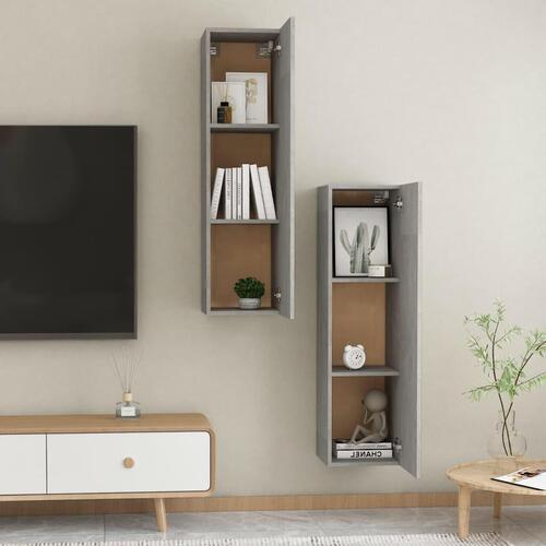 Tv-borde 2 stk. 30,5x30x110 cm konstrueret træ betongrå