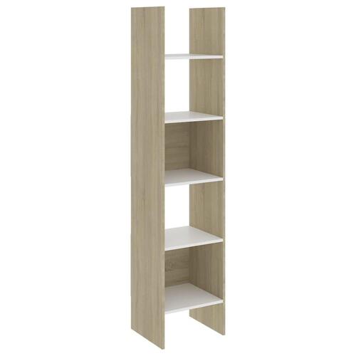Bogreol 40x35x180 cm konstrueret træ hvid og sonoma-eg