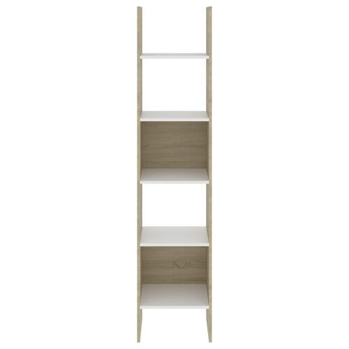 Bogreol 40x35x180 cm konstrueret træ hvid og sonoma-eg