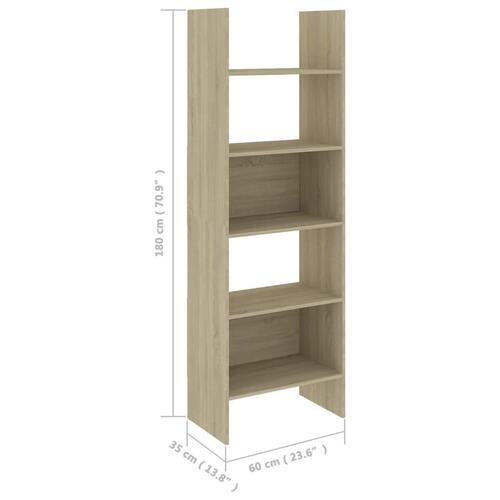 Bogreol 60x35x180 cm konstrueret træ sonoma-eg