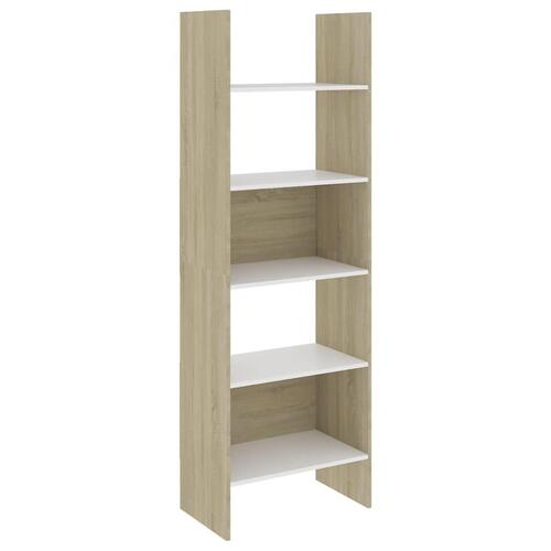 Bogreol 60x35x180 cm konstrueret træ hvid og sonoma-eg