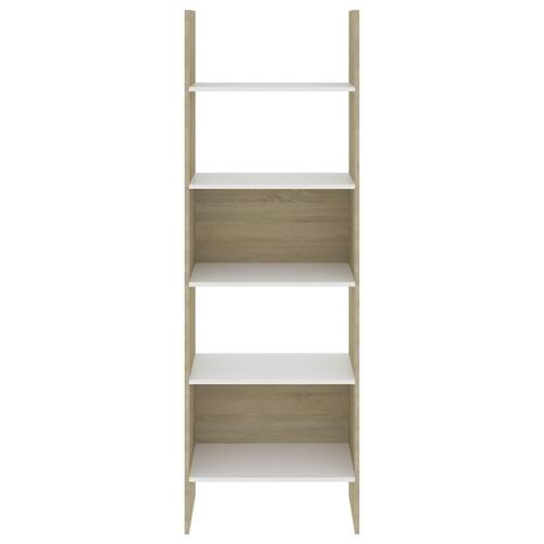Bogreol 60x35x180 cm konstrueret træ hvid og sonoma-eg