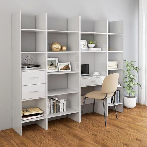 Bogreol 60x35x180 cm konstrueret træ hvid højglans