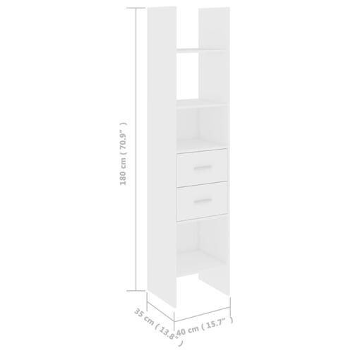 Bogreol 40x35x180 cm konstrueret træ hvid