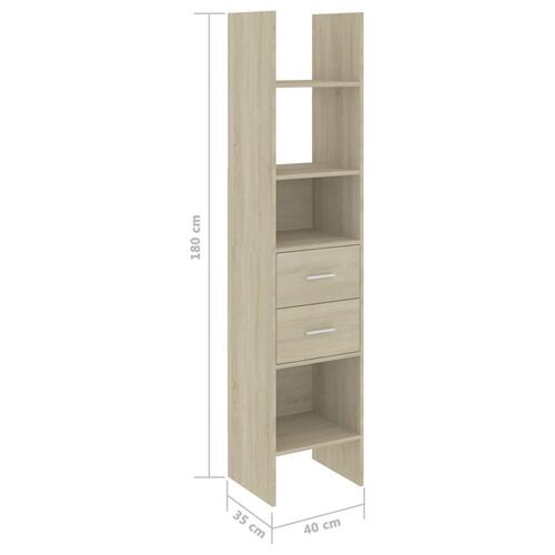 Bogreol 40x35x180 cm konstrueret træ sonoma-eg