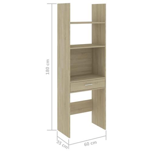 Bogreol 60x35x180 cm konstrueret træ sonoma-eg