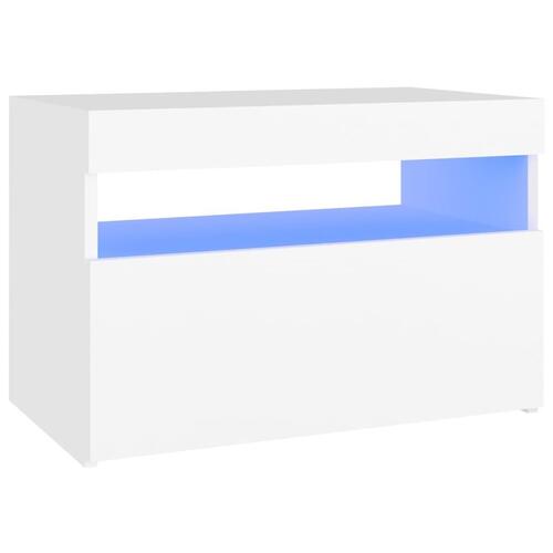 Tv-bord med LED-lys 60x35x40 cm hvid