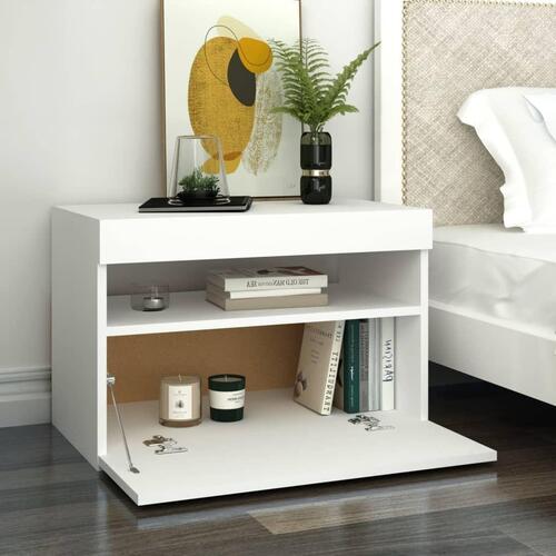 Tv-bord med LED-lys 60x35x40 cm hvid
