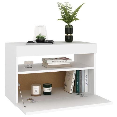 Tv-bord med LED-lys 60x35x40 cm hvid