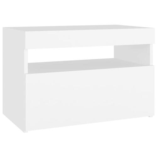 Tv-bord med LED-lys 60x35x40 cm hvid
