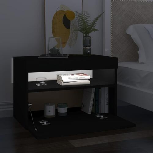 Tv-bord med LED-lys 60x35x40 cm sort