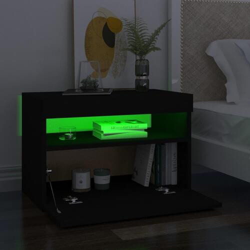 Tv-bord med LED-lys 60x35x40 cm sort