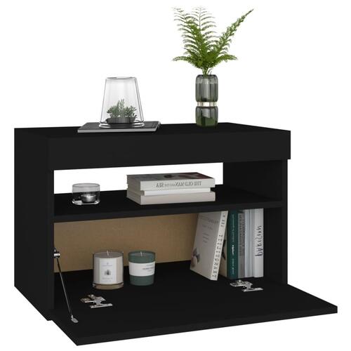 Tv-bord med LED-lys 60x35x40 cm sort