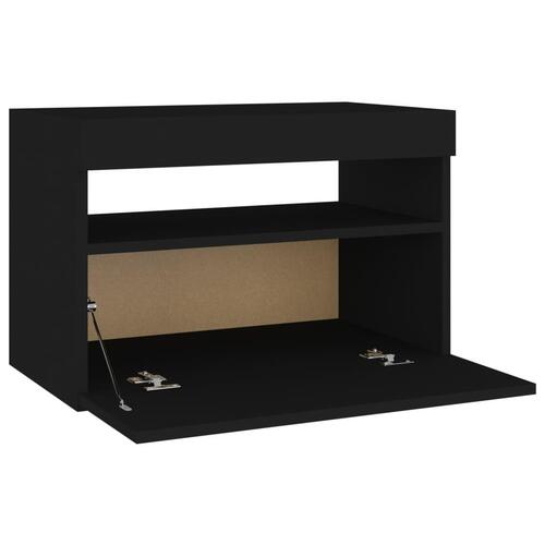Tv-bord med LED-lys 60x35x40 cm sort