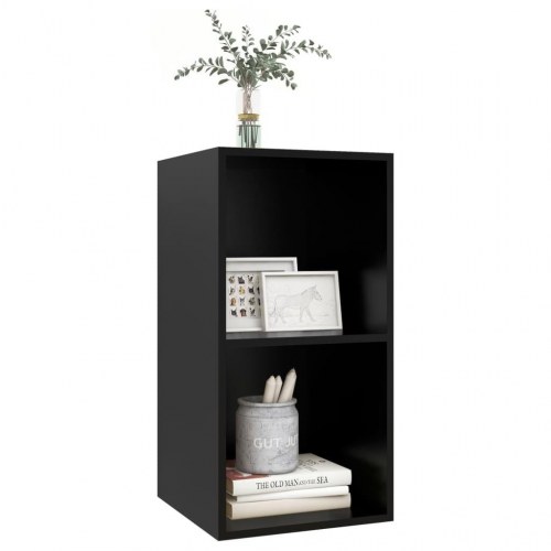 Væghængt tv-bord 37x37x72 cm konstrueret træ sort
