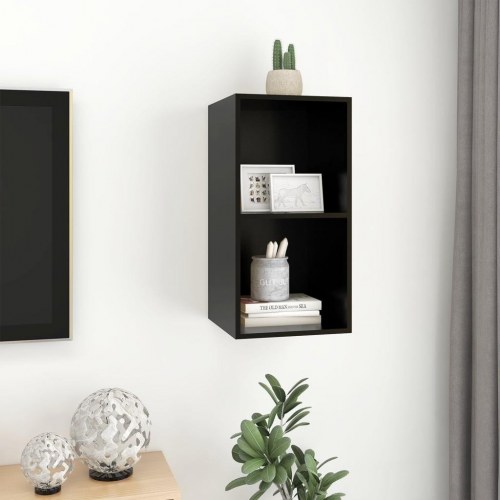 Væghængt tv-bord 37x37x72 cm konstrueret træ sort