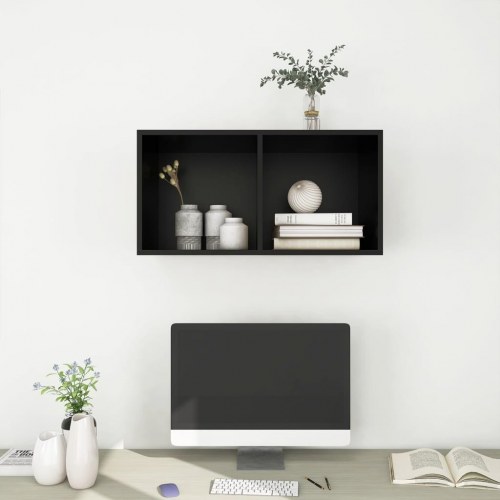 Væghængt tv-bord 37x37x72 cm konstrueret træ sort