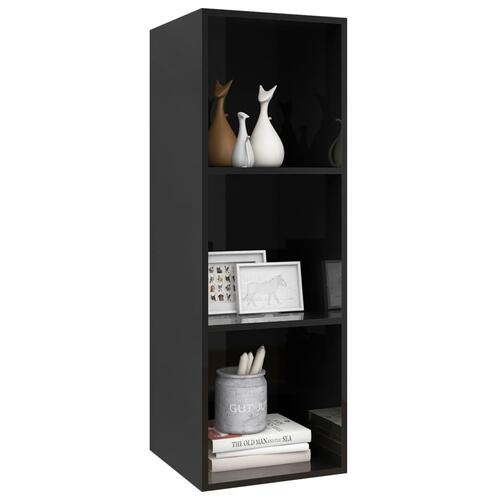 Væghængt tv-skab 37x37x107 cm konstrueret træ sort højglans