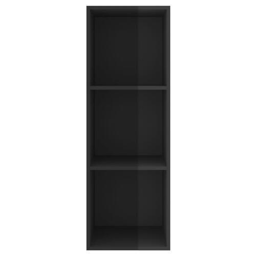 Væghængt tv-skab 37x37x107 cm konstrueret træ sort højglans
