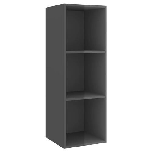 Væghængt tv-skab 37x37x107 cm konstrueret træ grå højglans