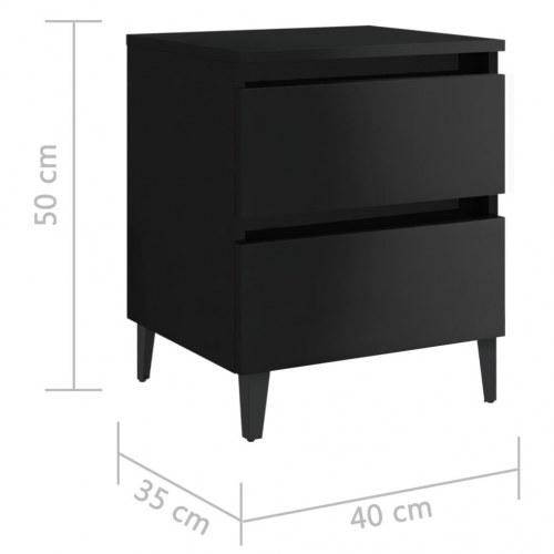 Sengeskab 40x35x50 cm konstrueret træ sort højglans