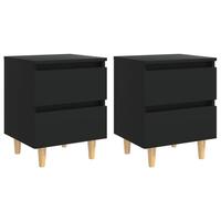 Sengeskabe med ben i massivt fyrretræ 2 stk. 40x35x50 cm sort