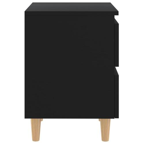 Sengeskabe med ben i massivt fyrretræ 2 stk. 40x35x50 cm sort