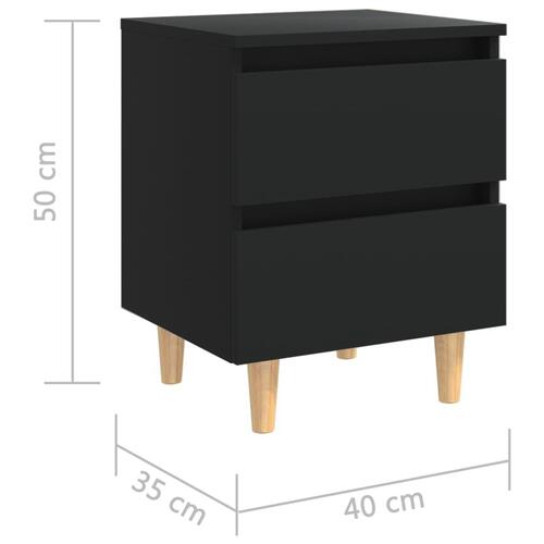 Sengeskabe med ben i massivt fyrretræ 2 stk. 40x35x50 cm sort